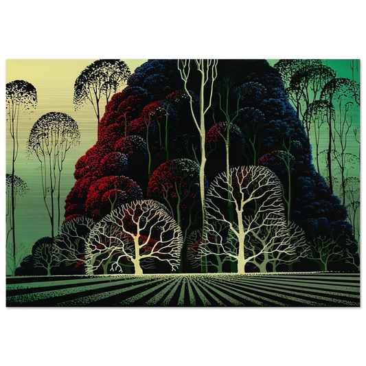 Eucalyptus Forest - Eyvind Earle Brushed Aluminum Print - 70x100 cm / 28x40 inches | Eyvind Earle Aluminum Print | Eyvind Earle Prints