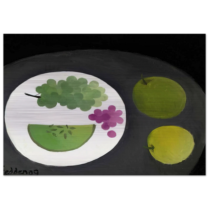 Melon and Grapes - 2009 - Mary Fedden Brushed Aluminum Print - 70x100 cm / 28x40 inches | Mary Fedden Aluminum Print | Mary Fedden Prints