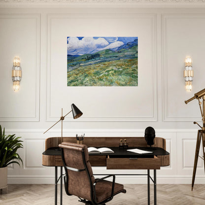 Wheatfield with Mountains in the Background - Vincent van Gogh Brushed Aluminum Print - 70x100 cm / 28x40 inches | Vincent van Gogh Aluminum Print | Vincent van Gogh Prints