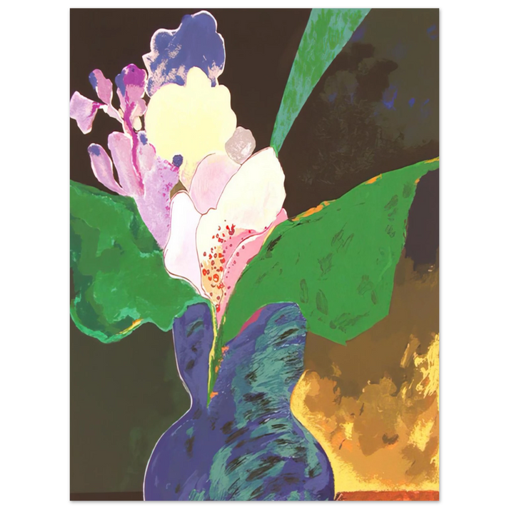 Aldemir Martins - Blue Vase With Flowers - 2002  75x100 cm / 30x40inches Fine Art Poster