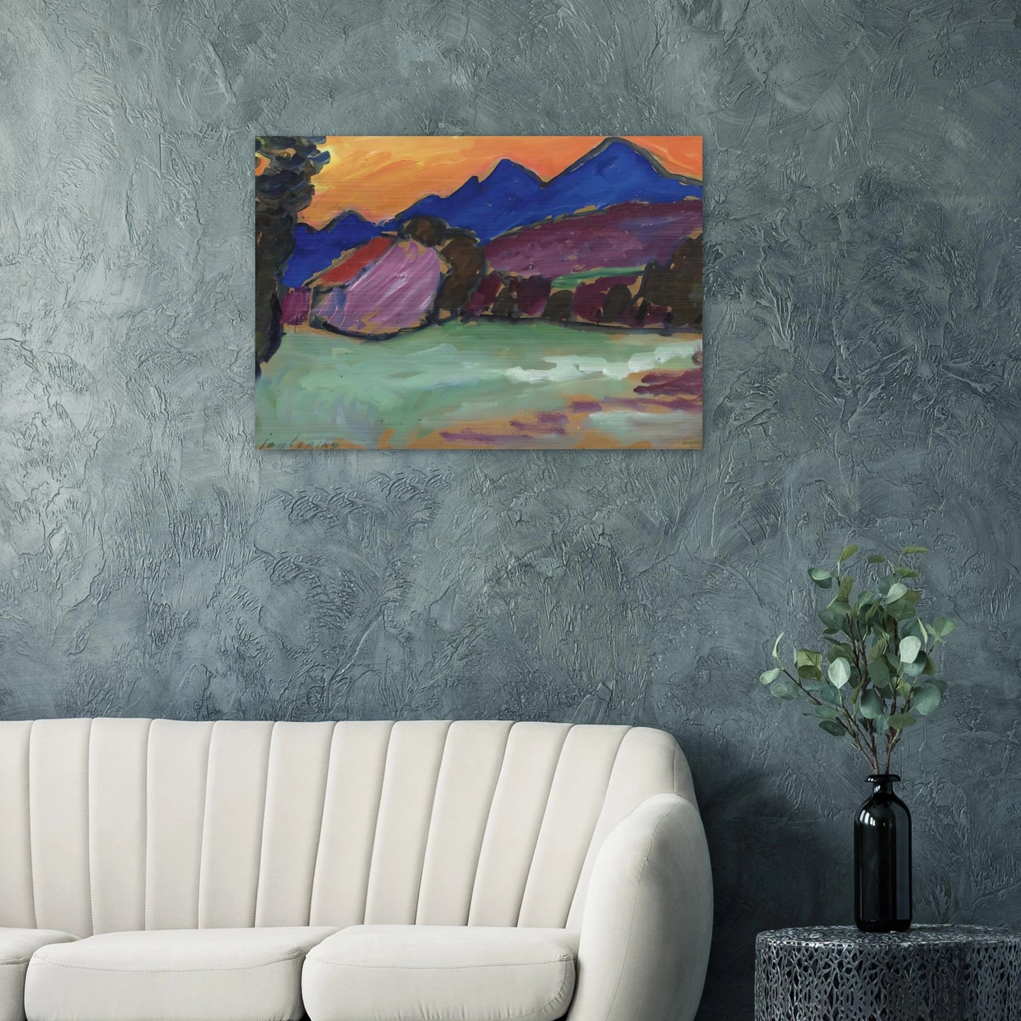 ROTER ABEND BLAUE BERGE 1910 - Alexej von Jawlensky Brushed Aluminum Print - 70x100 cm / 28x40 inches | Alexej von Jawlensky Aluminum Print | Alexej von Jawlensky Prints