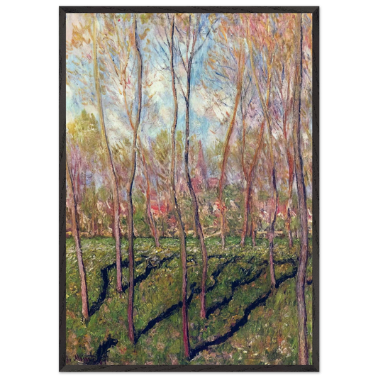 Trees in Winter View of Bennecourt - claude monet 70x100 cm / 28x40 inches Framed Art Print – Black Wooden Frame