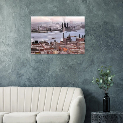 East River from the Thirtieth Story of the Shelton Hotel - Georgia O'Keeffe Brushed Aluminum Print - 70x100 cm / 28x40 inches | Georgia O'Keeffe Aluminum Print | Georgia O'Keeffe Prints