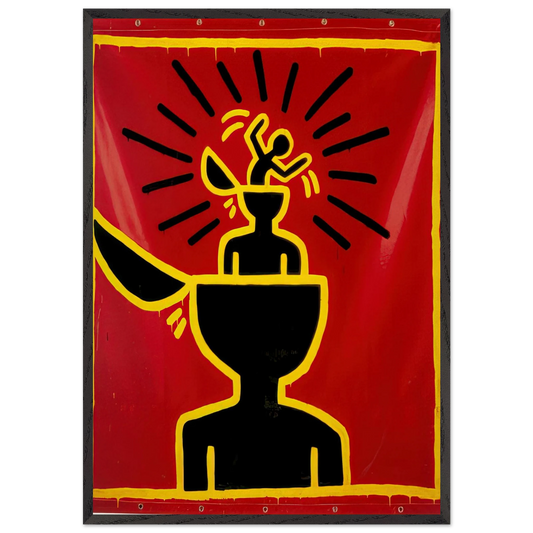 UNTITLED 1982 N4 - Keith Haring 70x100 cm / 28x40 inches Framed Art Print – Black Wooden Frame | Keith Haring Art For Sale