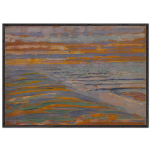 View from the Dunes with Beach and Piers - Piet Mondrian 70x100 cm / 28x40 inches Framed Art Print – Black Wooden Frame