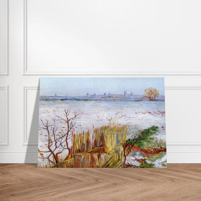 Snowy Landscape with Arles in the Background - Vincent van Gogh Brushed Aluminum Print - 70x100 cm / 28x40 inches | Vincent van Gogh Aluminum Print | Vincent van Gogh Prints