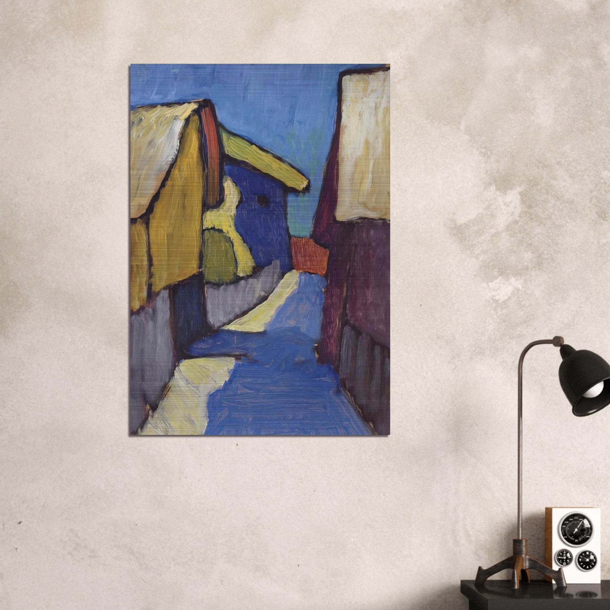DORFSTRASSE IN BLAU - Gabriele Munter Brushed Aluminum Print - 70x100 cm / 28x40 inches | Gabriele Munter Aluminum Print | Gabriele Munter Prints