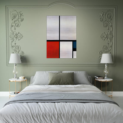 Composition N. 1 with Red and Blue - Piet Mondrian Brushed Aluminum Print - 70x100 cm / 28x40 inches | Piet Mondrian Aluminum Print | Piet Mondrian Prints