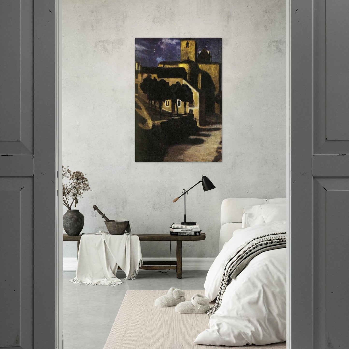 NIGHT SCENE IN AVILA 1907 - Diego Rivera Brushed Aluminum Print - 70x100 cm / 28x40 inches | Diego Rivera Aluminum Print | Diego Rivera Prints