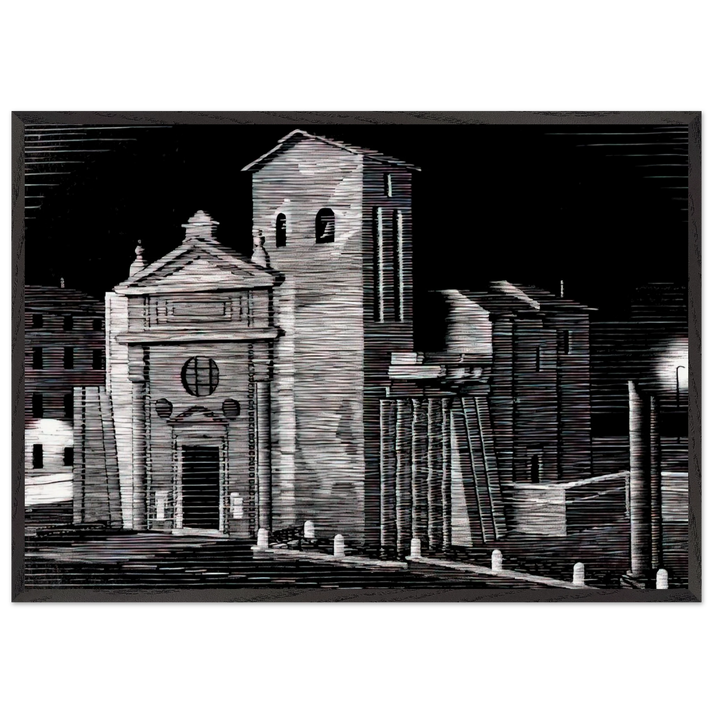 NOCTURNAL ROME - MC Escher 70x100 cm / 28x40 inches Framed Art Print – Black Wooden Frame | Maurits Cornelis Escher Prints