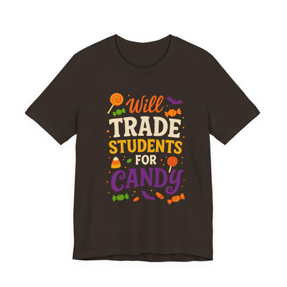 Zal Studenten Ruilen Voor Snoep Leerkracht Schattig Halloween Kostuum T-Shirt