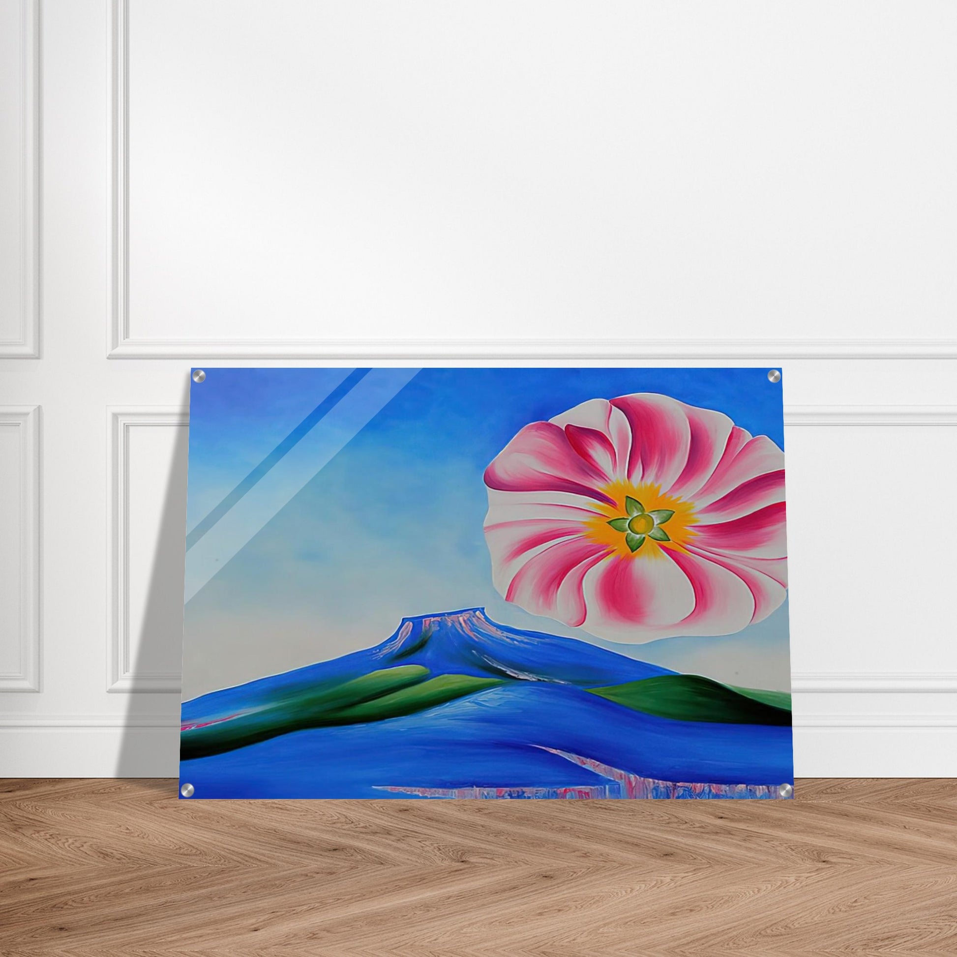 Hollyhock Pink with Pedernal - Georgia O'Keeffe Acrylic Print - 70x100 cm / 28x40″ inches