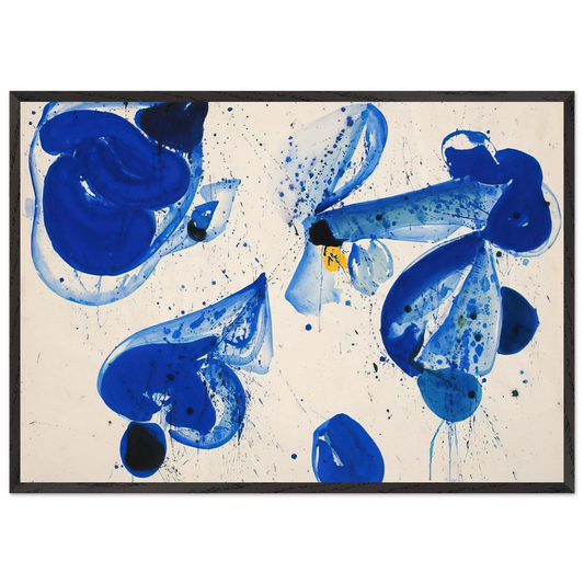 Untitled  Blue Balls from Cross 9  - Sam Francis 70x100 cm / 28x40 inches Framed Art Print – Black Wooden Frame