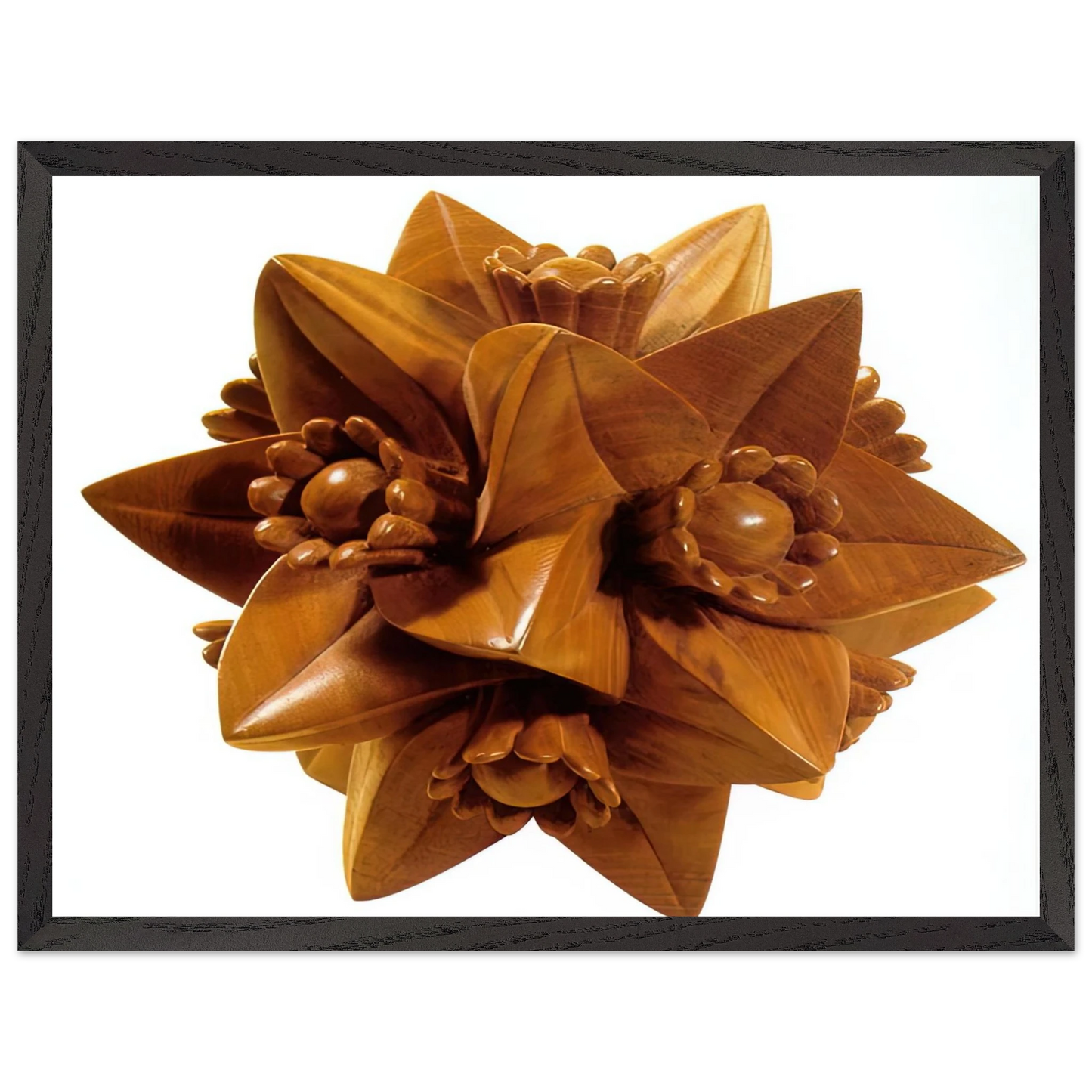 MC Escher - POLYHEDRON WITH FLOWERS Wall Art - 30x40 cm / 12x16 inches - Premium Wooden Framed Poster With Fine Art Paper-canvas - White frame