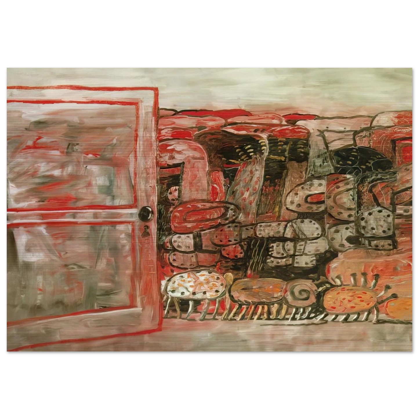 ENTRANCE - Philip Guston Brushed Aluminum Print - 70x100 cm / 28x40 inches | Philip Guston Aluminum Print | Philip Guston Prints
