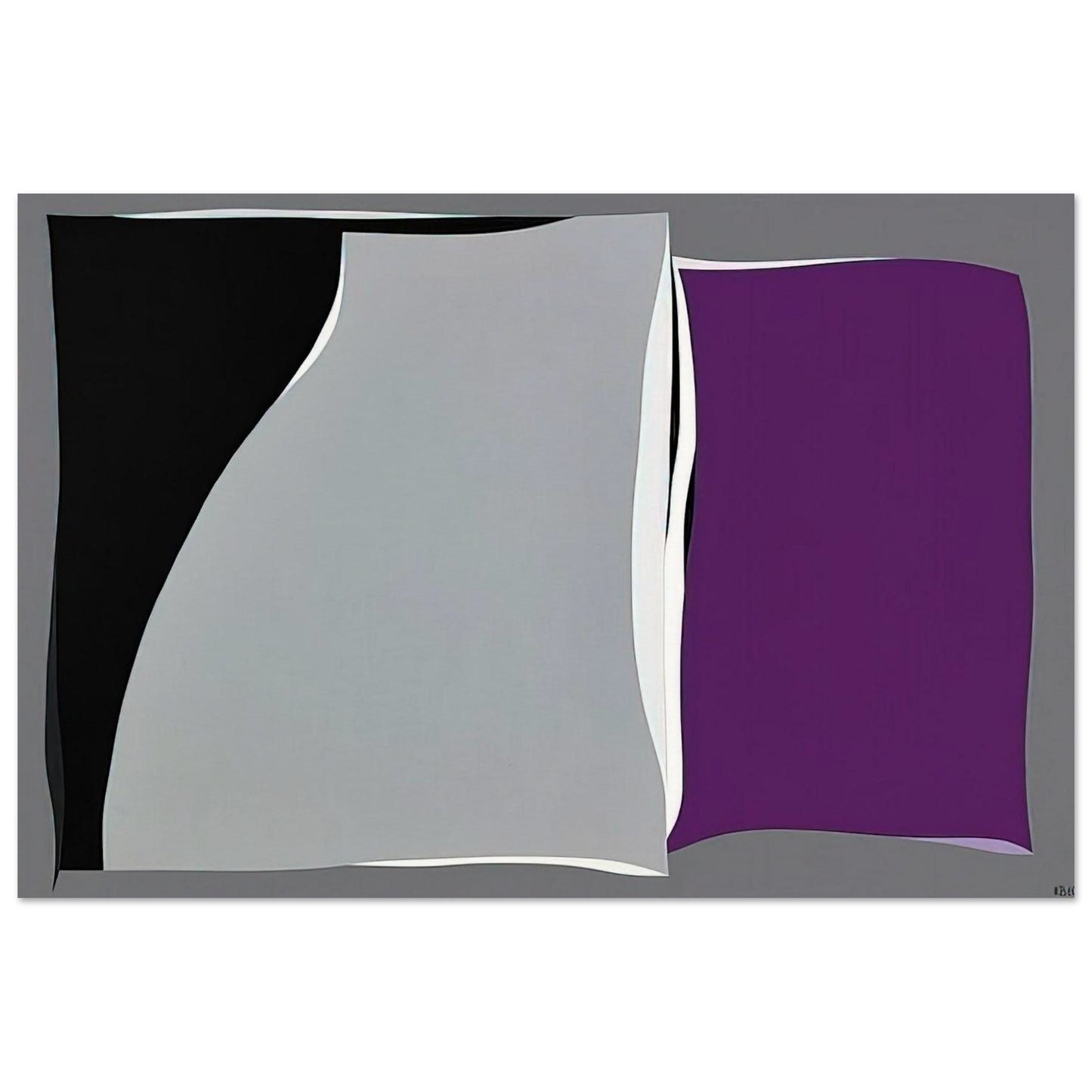 Black  Gray Curves with Purple - 1960 - Karl Benjamin Art Prints - 100x150 cm / 40x60″ inches | Karl Benjamin Poster | Karl Benjamin Prints