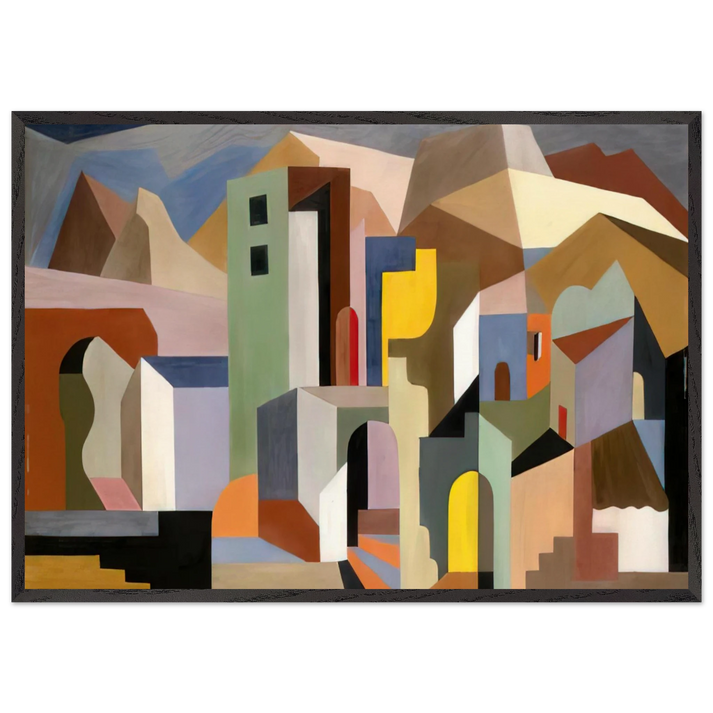 ARCHITECTURAL FORM OF FUTURE IDEAL LANDSCAPE 1921 - Enrico Prampolini 70x100 cm / 28x40 inches Framed Art Print – Black Wooden Frame