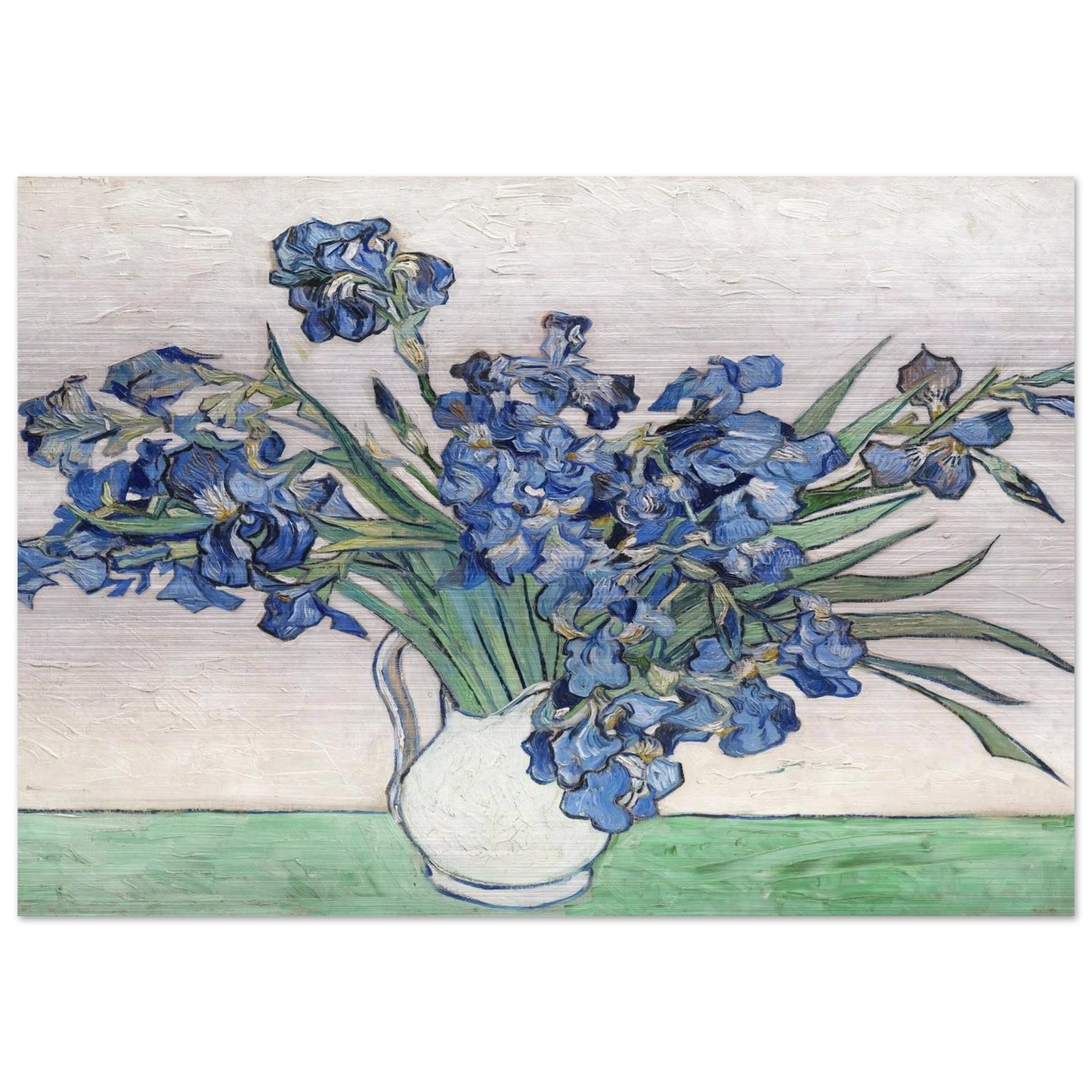 Vase with Irises - Vincent van Gogh Brushed Aluminum Print - 70x100 cm / 28x40 inches | Vincent van Gogh Aluminum Print | Vincent van Gogh Prints