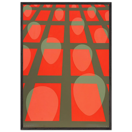 Untitled - Faces in a Grid Red - 1971 - Clarence Holbrook Carter 70x100 cm / 28x40 inches Framed Art Print – Black Wooden Frame
