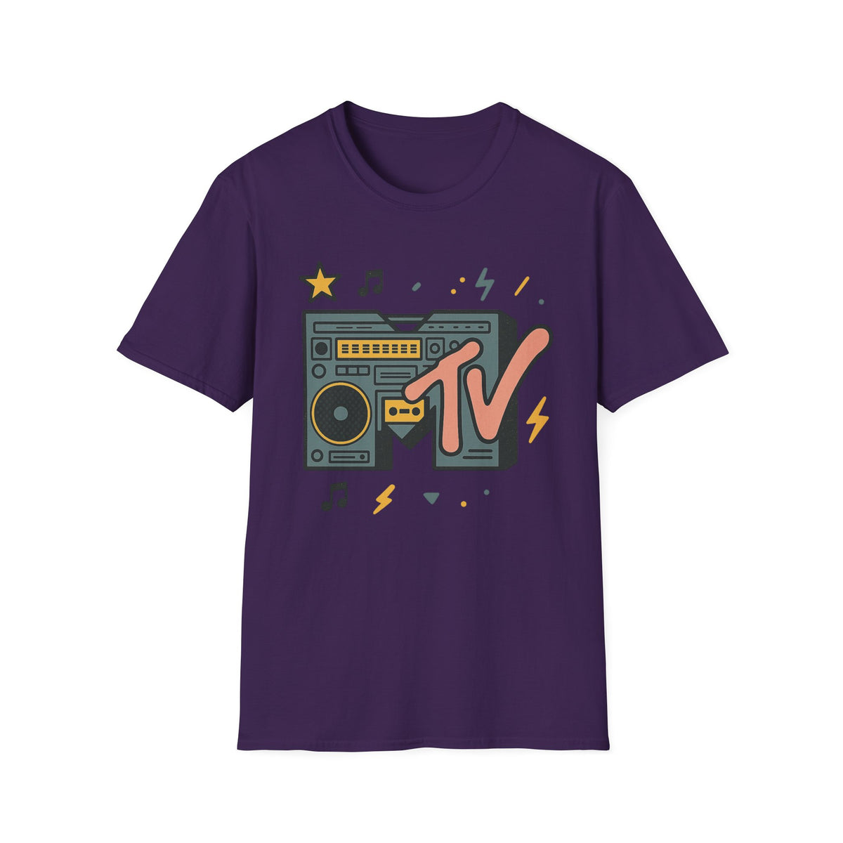 Retro MTV Vintage Luipaardprint Muziek Televisie Grafisch T-shirt 80s 90s Throwback Unisex Band Shirt Dierenprint Rockstijl T-Shirt