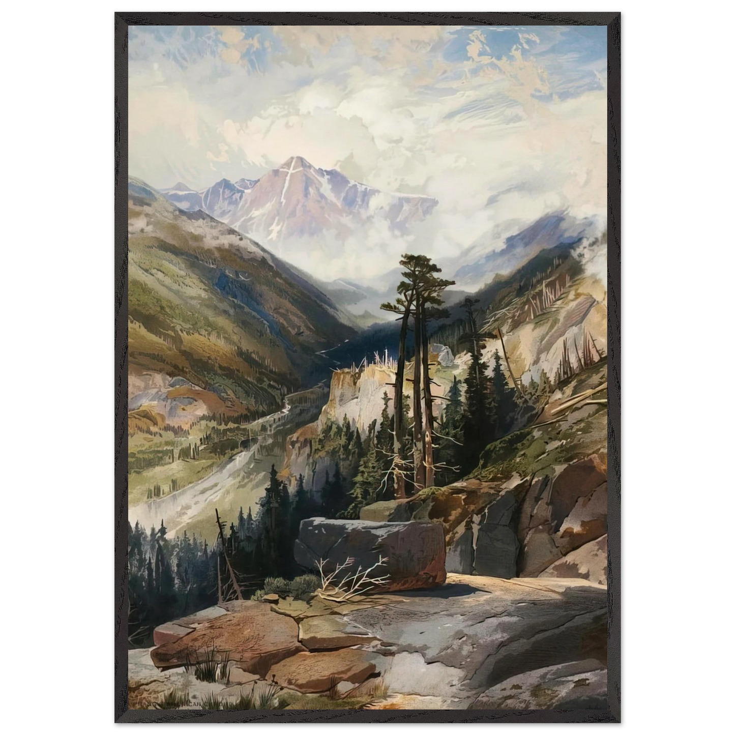 The Mountain of the Holy Cross Colorado - Thomas Moran 70x100 cm / 28x40 inches Framed Art Print – Black Wooden Frame