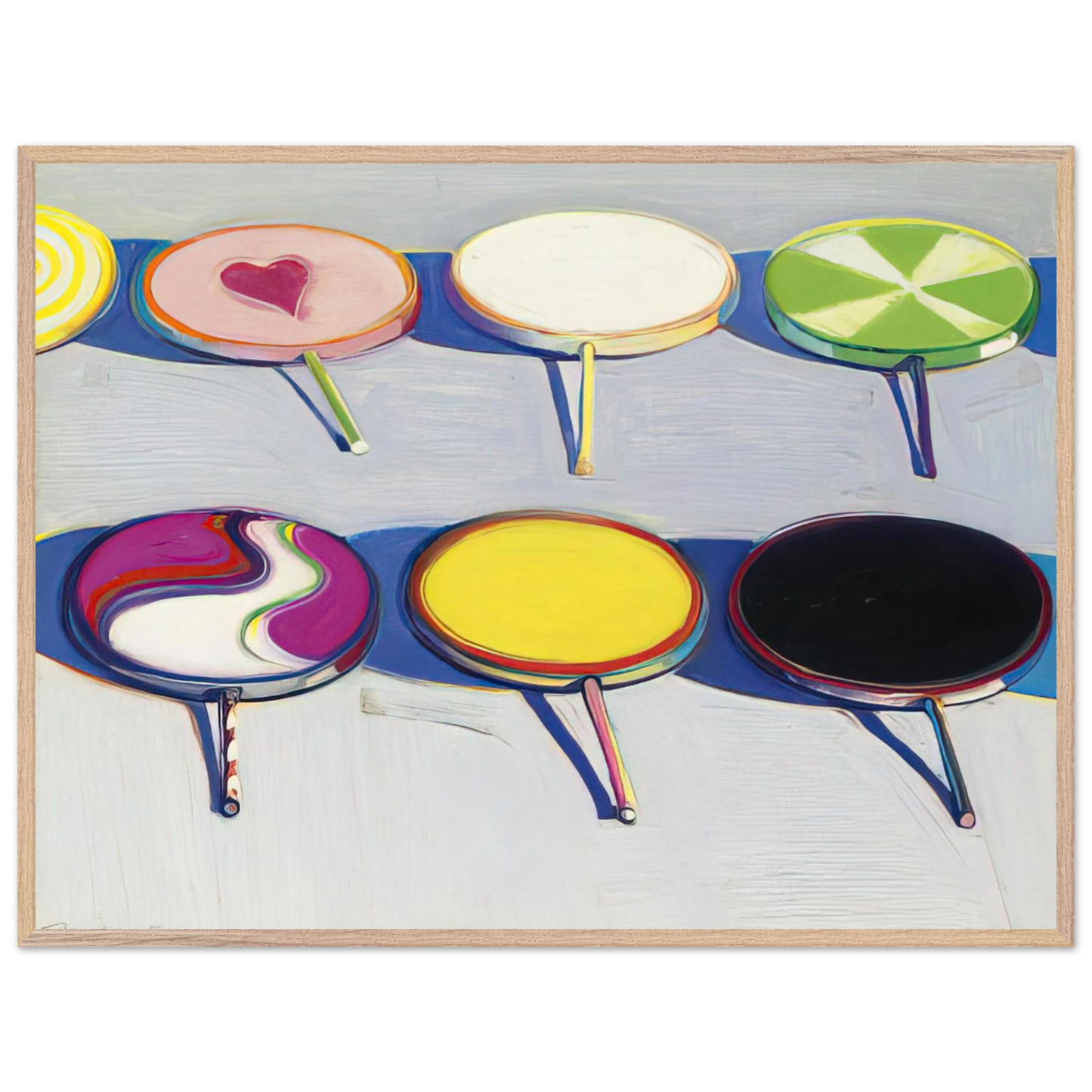 Wayne Thiebaud - Seven Suckers - 1970 Wall Art - 21x29.7 cm / 8x12" - Premium Wooden Framed Poster With Fine Art Paper-canvas - White frame