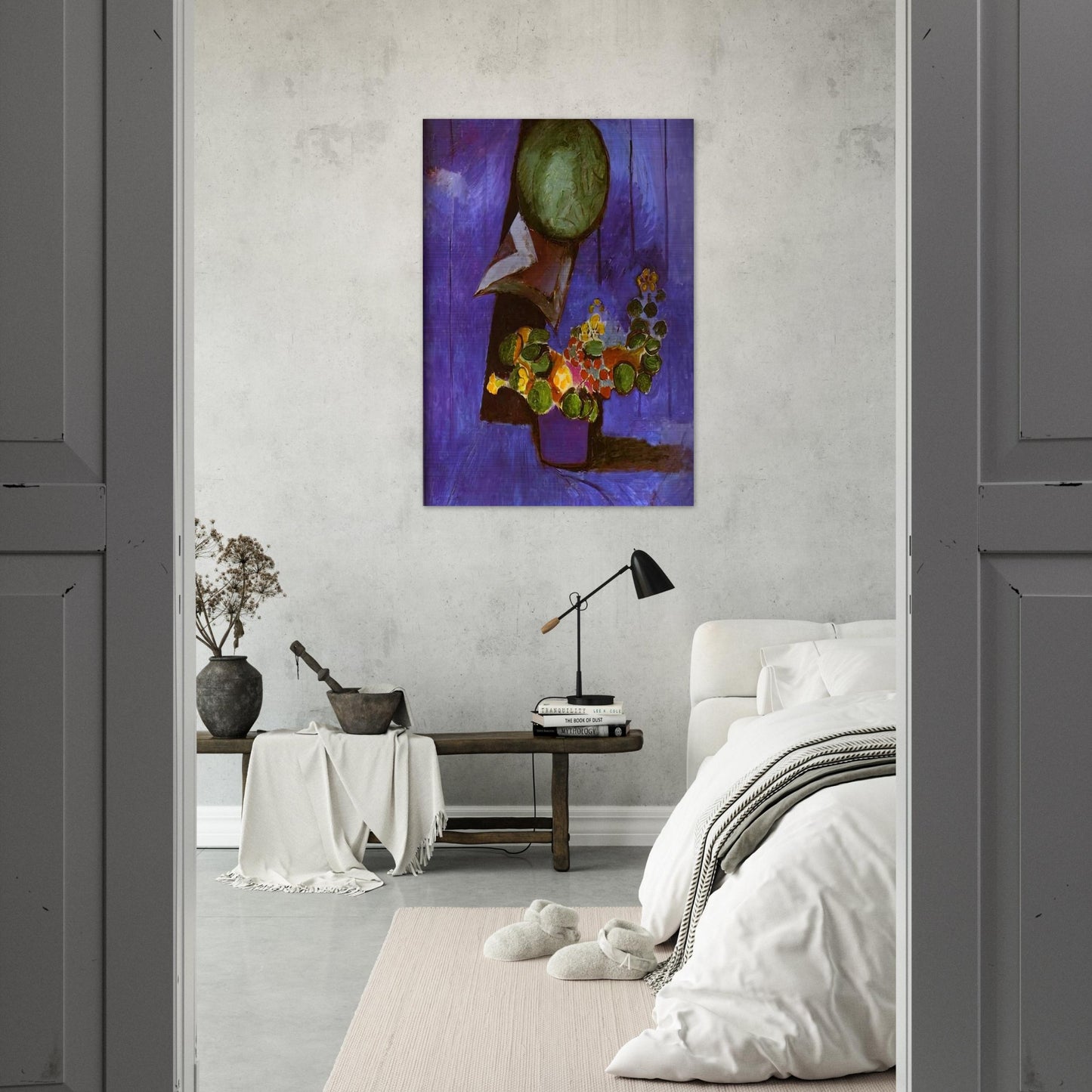 FLOWERS AND CERAMIC PLATE - Henri Matisse Brushed Aluminum Print - 70x100 cm / 28x40 inches | Henri Matisse Aluminum Print | Henri Matisse Prints