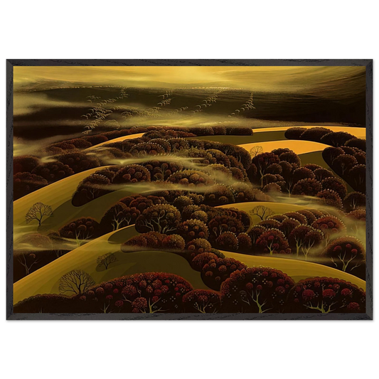 When the Fog Rolls In - Eyvind Earle 70x100 cm / 28x40 inches Framed Art Print – Black Wooden Frame