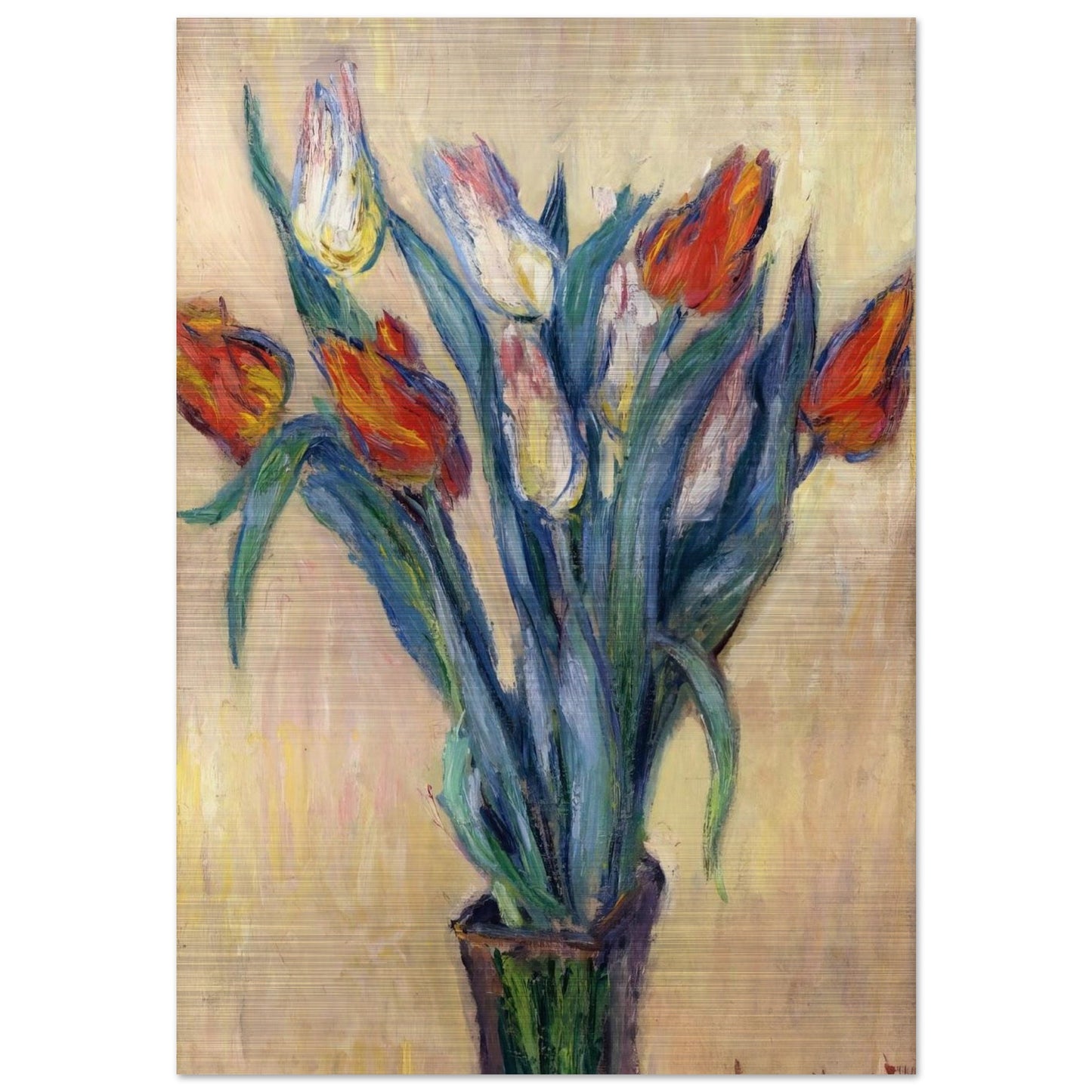 Vase of Tulips - claude monet Brushed Aluminum Print - 70x100 cm / 28x40 inches | claude monet Aluminum Print | claude monet Prints