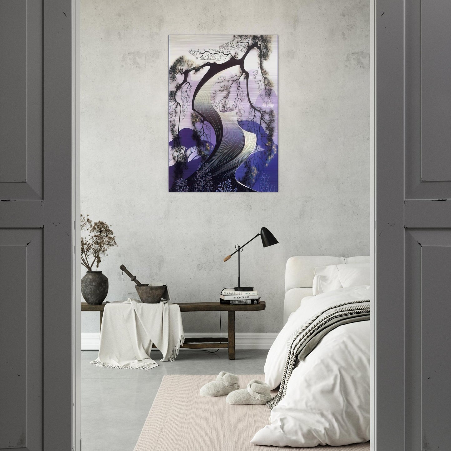 Bonsai - Eyvind Earle Brushed Aluminum Print - 70x100 cm / 28x40 inches | Eyvind Earle Aluminum Print | Eyvind Earle Prints