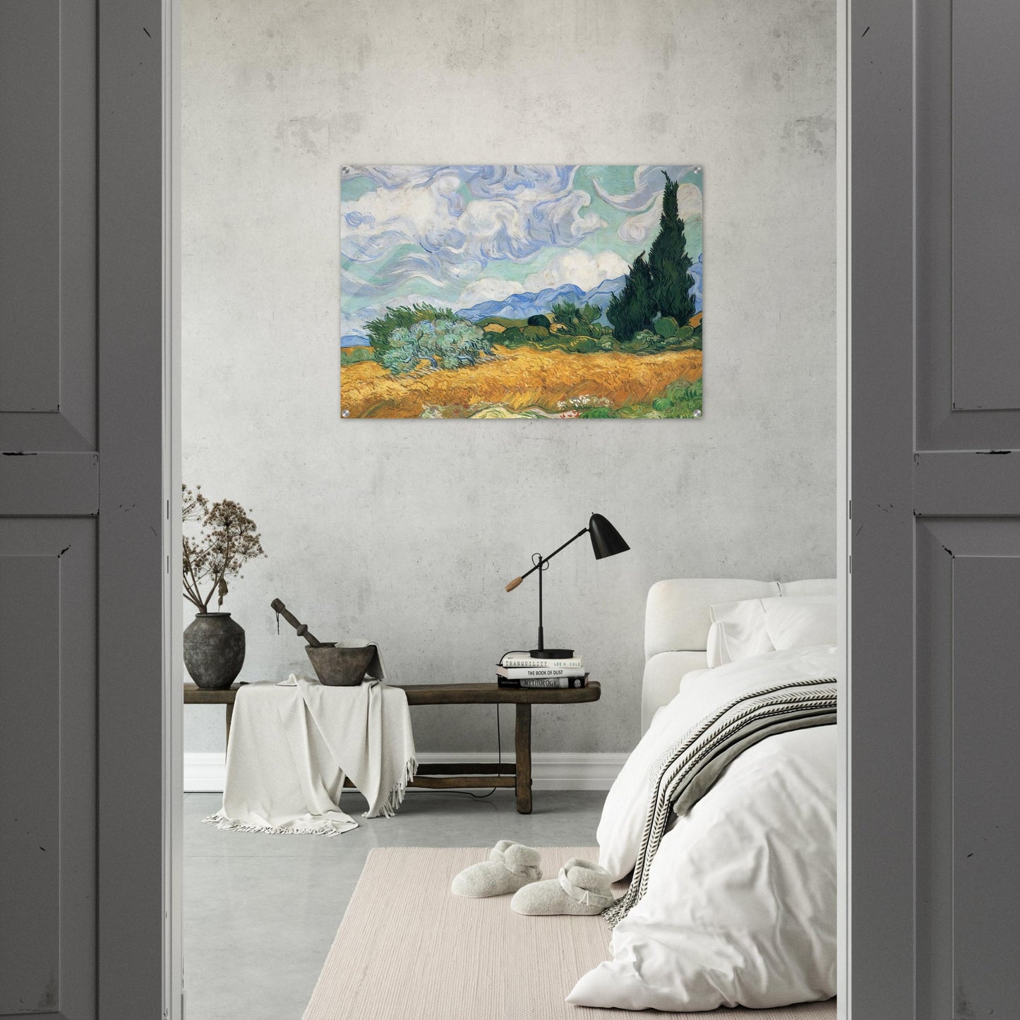 Wheatfield with cypress tree - Vincent van Gogh Acrylic Print - 70x100 cm / 28x40″ inches