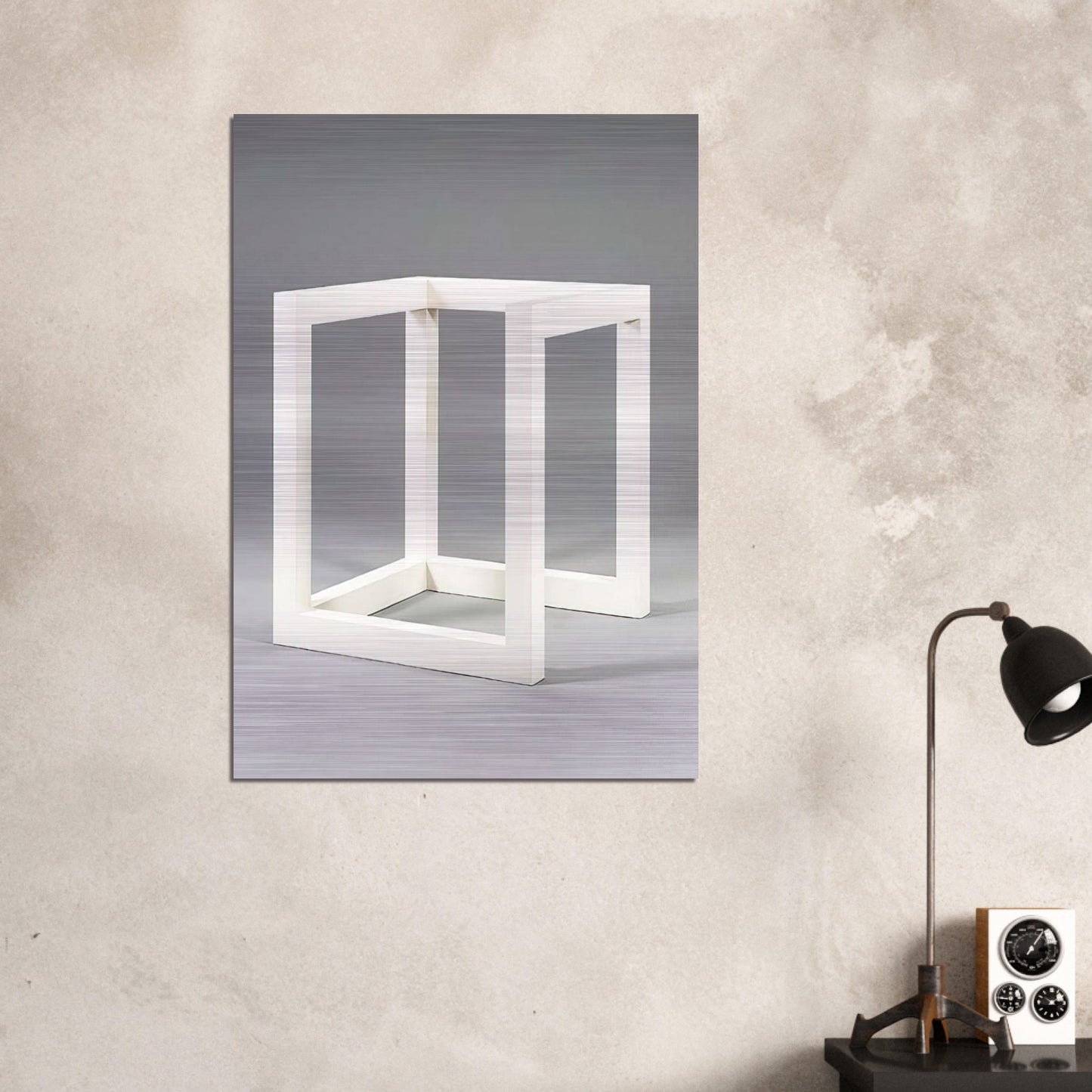 Incomplete Cube 10-4 - Sol LeWitt Brushed Aluminum Print - 70x100 cm / 28x40 inches | Sol LeWitt Aluminum Print | Sol LeWitt Prints