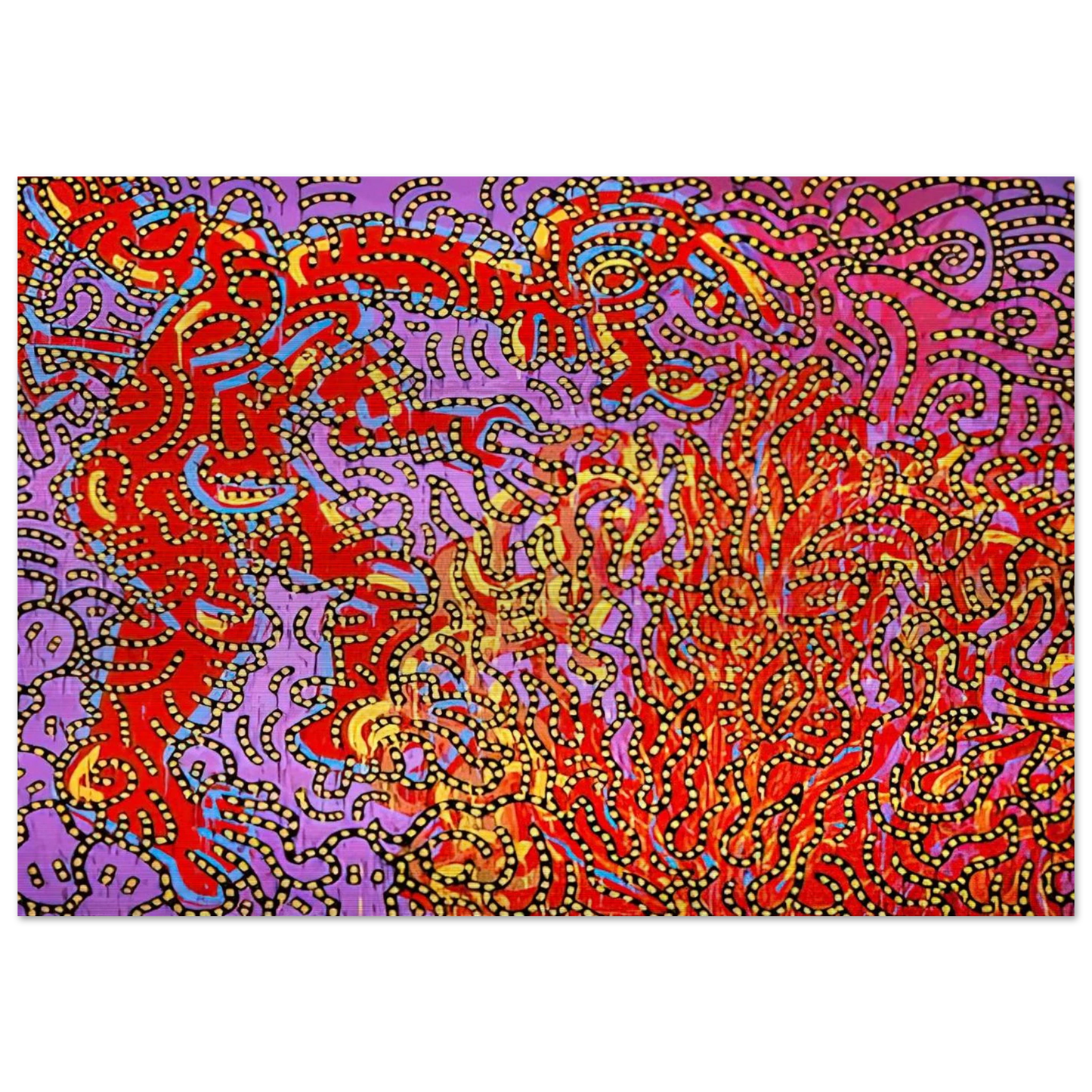MOSES AND THE BURNING BUSH 1985 - Keith Haring Brushed Aluminum Print - 70x100 cm / 28x40 inches | Keith Haring Aluminum Print | Keith Haring Prints