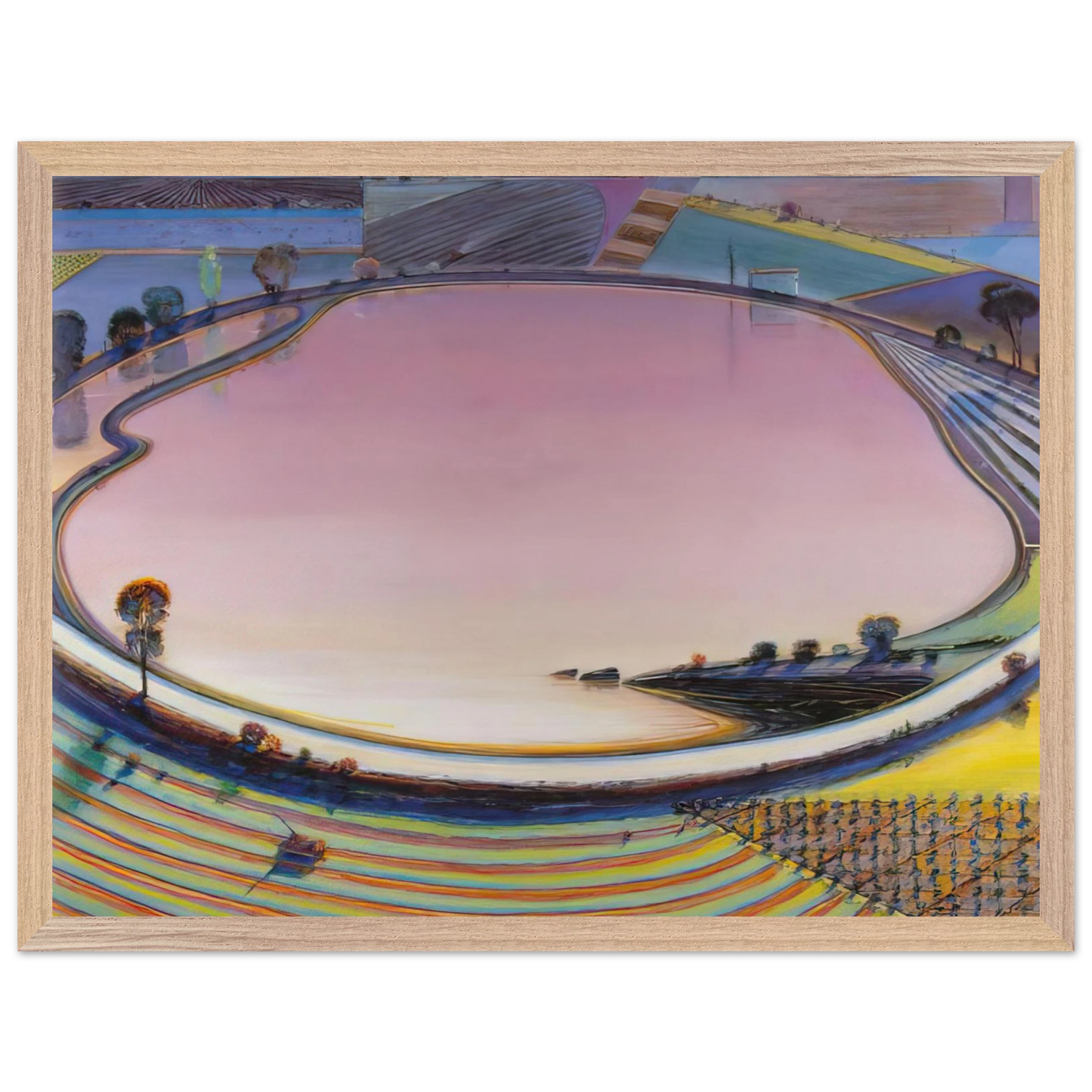 Wayne Thiebaud - Reservoir - 1999 Wall Art - 30x40 cm / 12x16 inches - Premium Wooden Framed Poster With Fine Art Paper-canvas - White frame