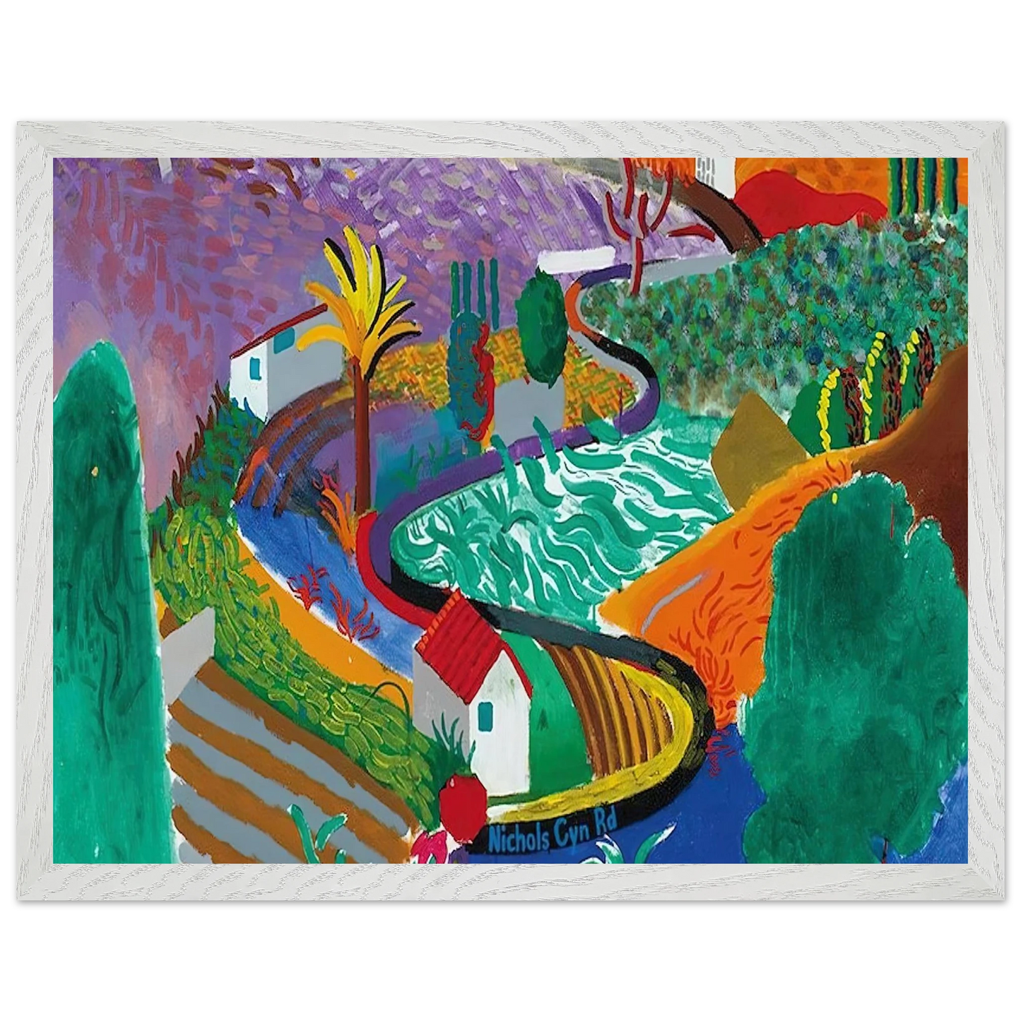 David Hockney - David Hockney Wall art - 70x100 cm / 28x40 inches - Premium Wooden Framed Poster With Fine Art Paper-canvas - White frame