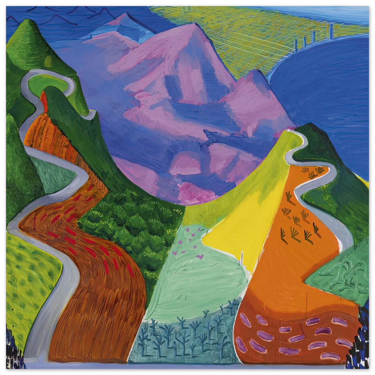 David Hockney - David Hockney Wall art - 13x18 cm / 5x7 inches - Premium Wooden Framed Poster With Fine Art Paper-canvas - Wood frame