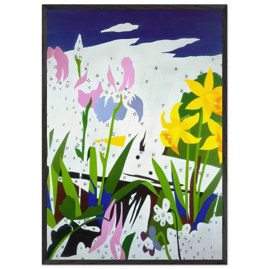 Do It Yourself  Flowers  - Andy Warhol 70x100 cm / 28x40 inches Framed Art Print – Black Wooden Frame