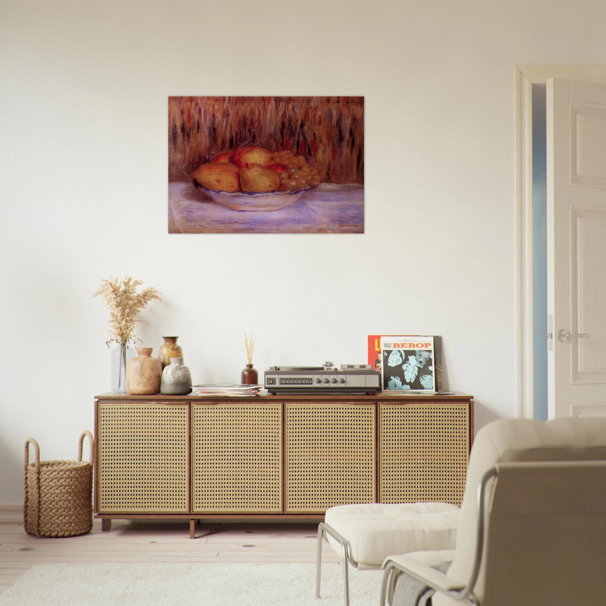 Still Life with Pears and Grapes - Pierre-Auguste Renoir Brushed Aluminum Print - 70x100 cm / 28x40 inches | Pierre-Auguste Renoir Aluminum Print | Pierre-Auguste Renoir Prints