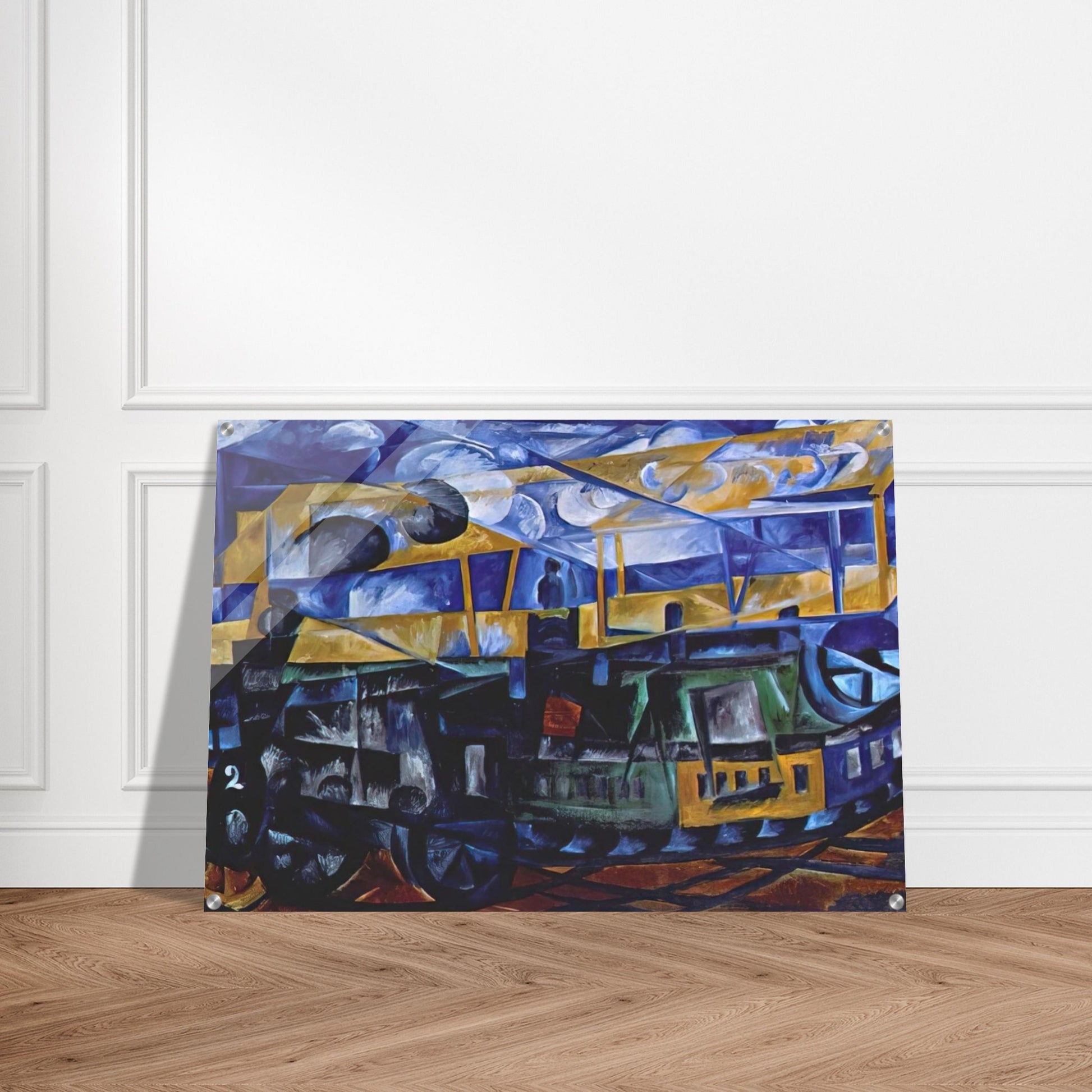 Airplane over train - 1913 - Natalia Goncharova Acrylic Print - 70x100 cm / 28x40″ inches