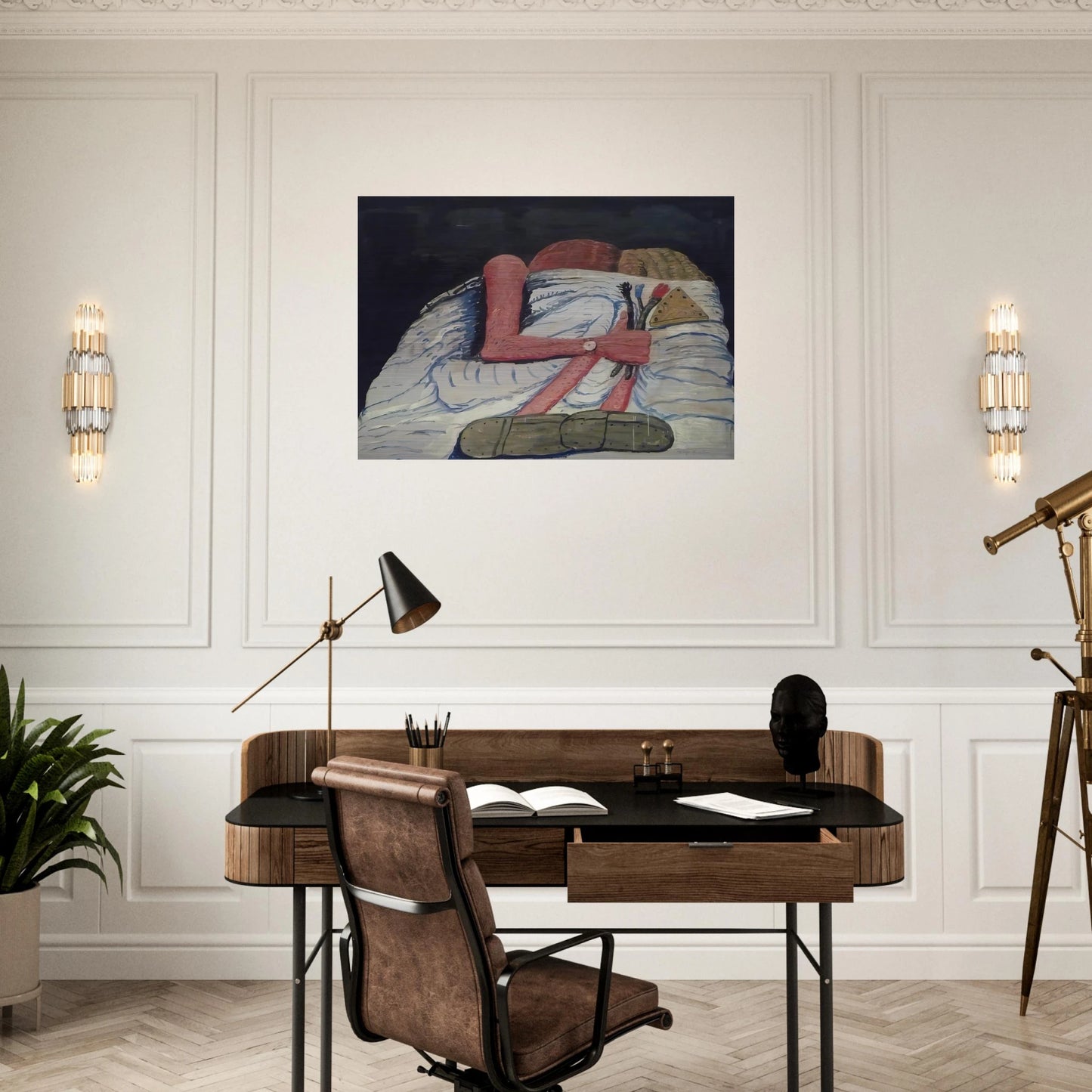 COUPLE IN BED - Philip Guston Brushed Aluminum Print - 70x100 cm / 28x40 inches | Philip Guston Aluminum Print | Philip Guston Prints