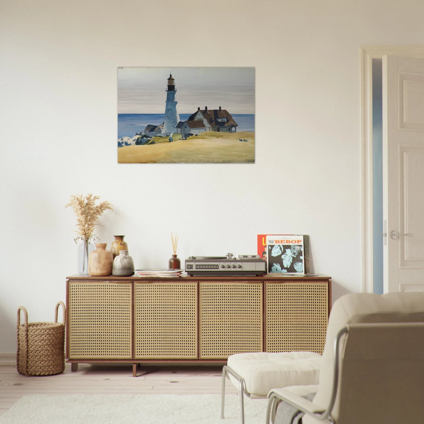 Lighthouse and Buildings, Portland Head, Cape Elizabeth, Maine - Edward Hopper Brushed Aluminum Print - 70x100 cm / 28x40 inches | Edward Hopper Aluminum Print | Edward Hopper Prints