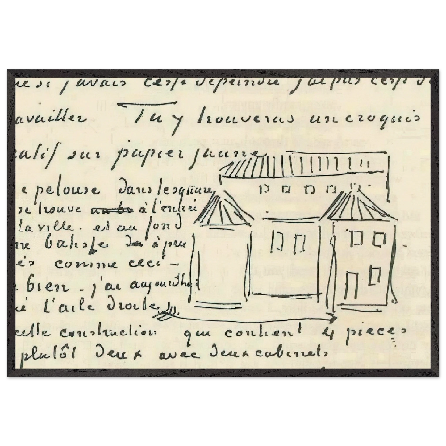 Vincents House - Vincent van Gogh 70x100 cm / 28x40 inches Framed Art Print – Black Wooden Frame