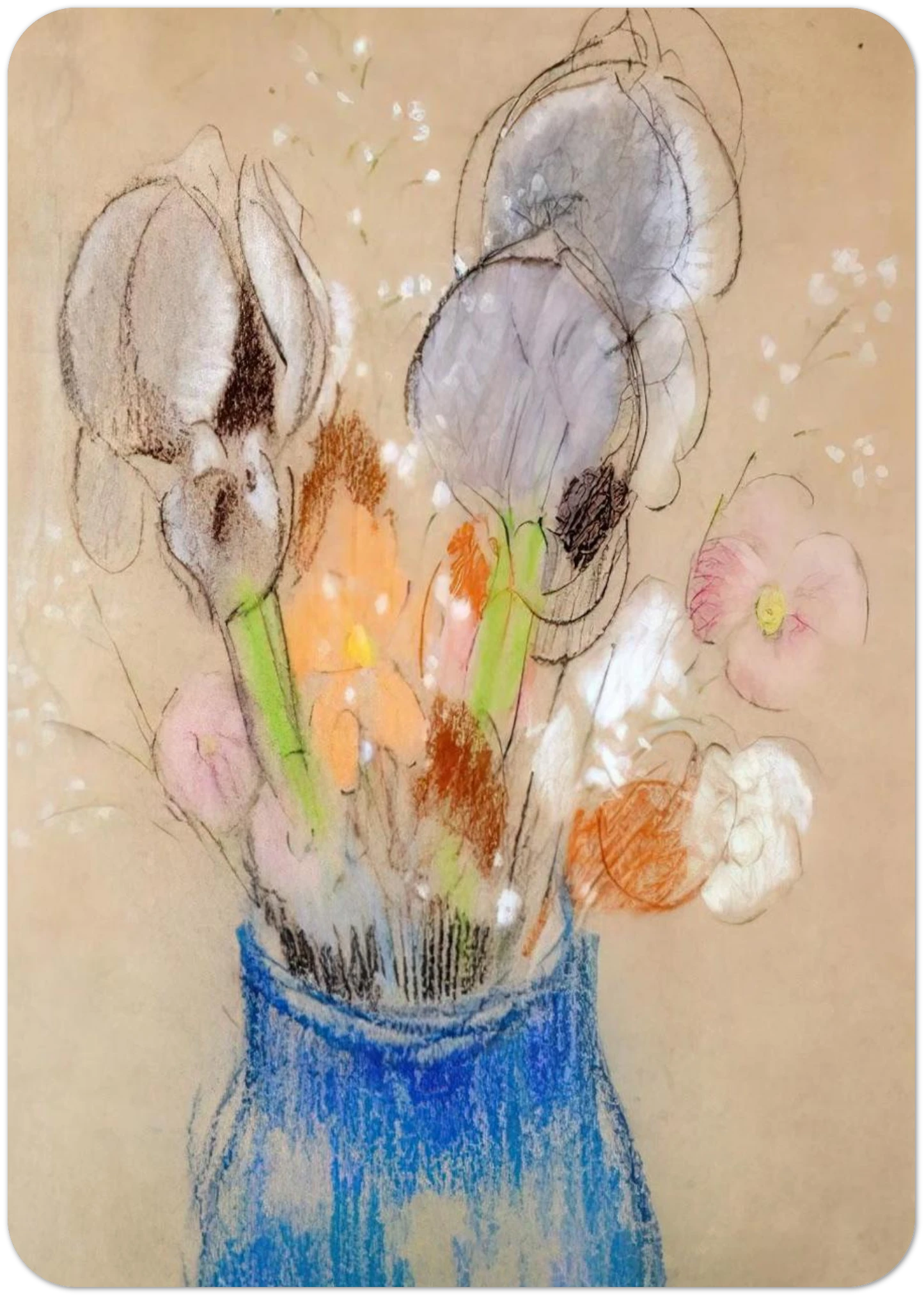 BOUQUET OF FLOWERS 4 By Odilon Redon Pack of 10 Post Cards | Odilon Redon Post Cards | A6 (10.5 x 14.8 cm) - 4.1 x 5.8 inches