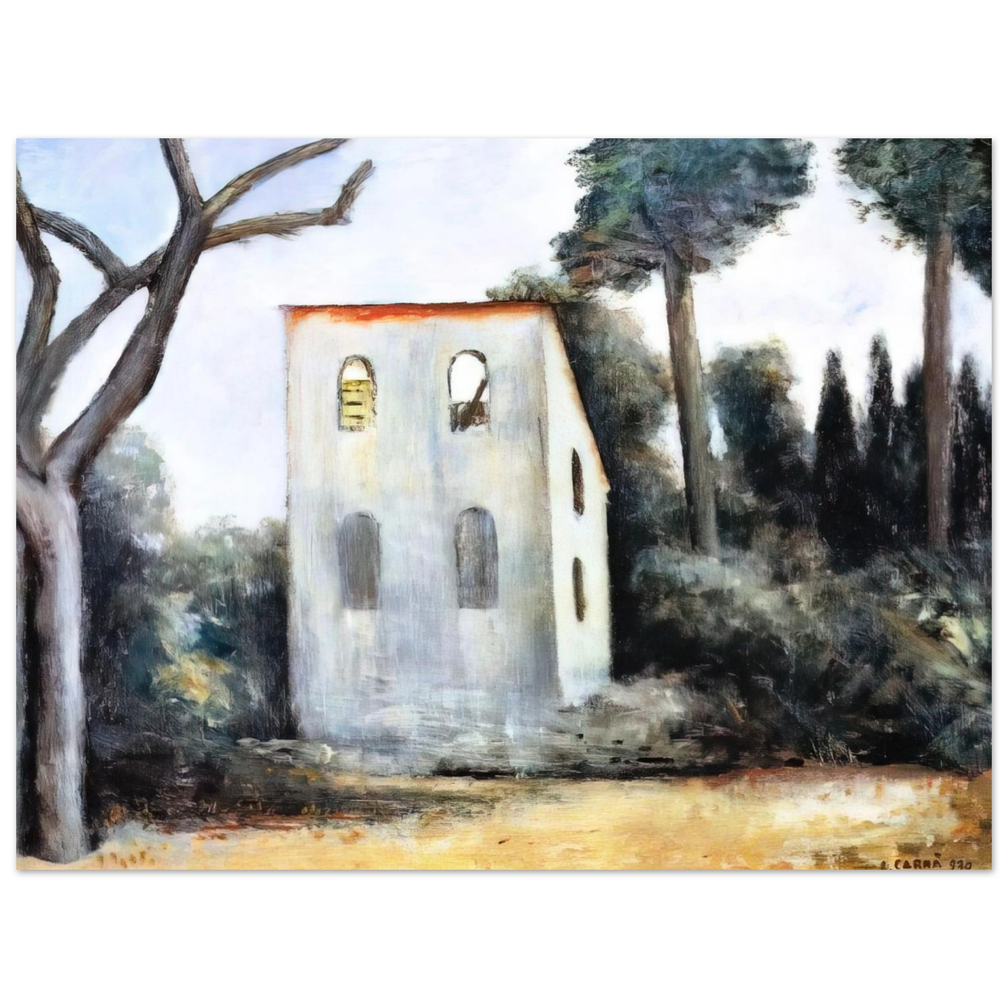 Carlo Carra - LA CASA ABBANDONATA 1930  75x100 cm / 30x40inches Fine Art Poster