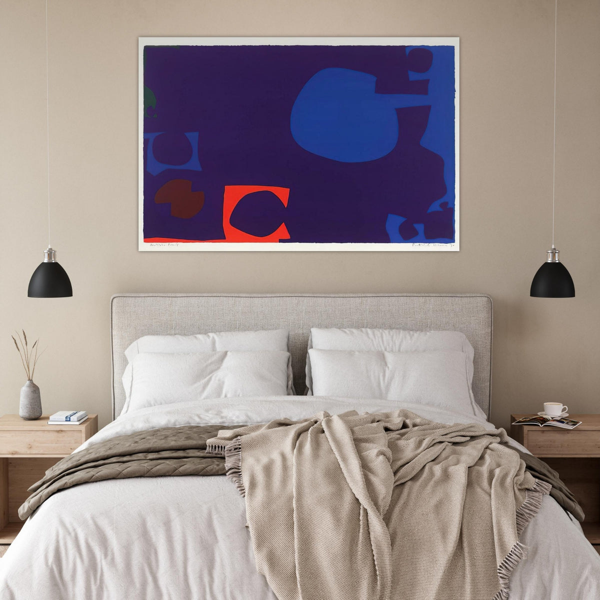 Blue and Deep Violet with Orange, Brown and Green - 1970 - Patrick Heron Art Prints - 100x150 cm / 40x60″ inches | Patrick Heron Poster | Patrick Heron Prints
