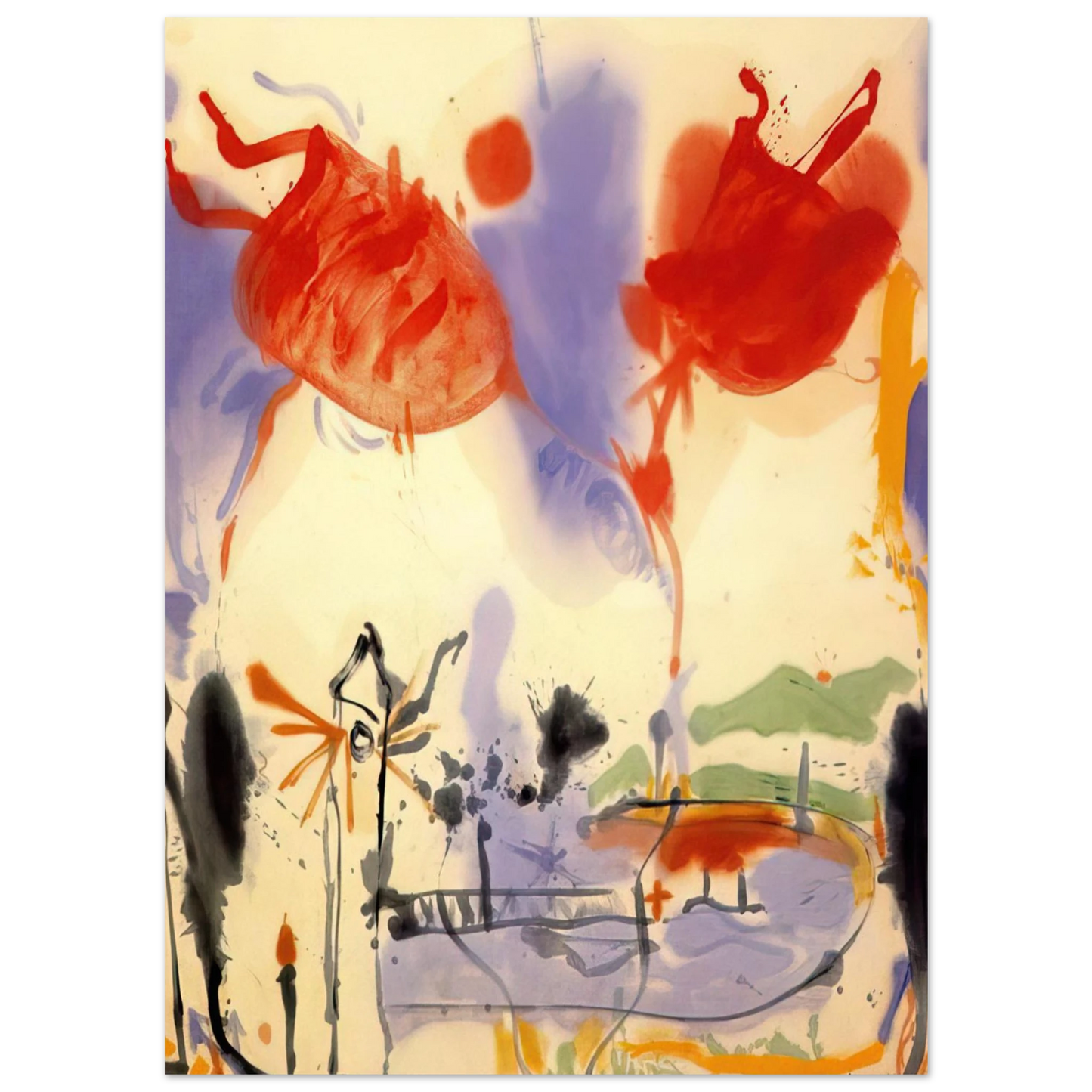 Helen Frankenthaler - Round Trip - 1957 Wall art - 60x80 cm / 24x32 inches - Fine Art Poster-canvas - -