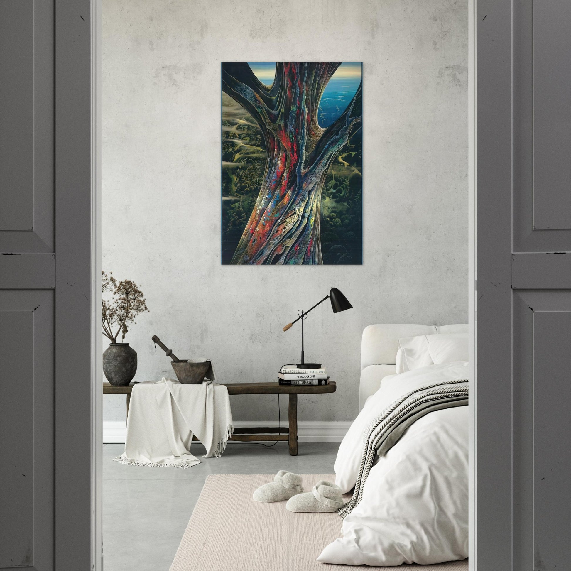 The Great Jewel Tree - Eyvind Earle Brushed Aluminum Print - 70x100 cm / 28x40 inches | Eyvind Earle Aluminum Print | Eyvind Earle Prints
