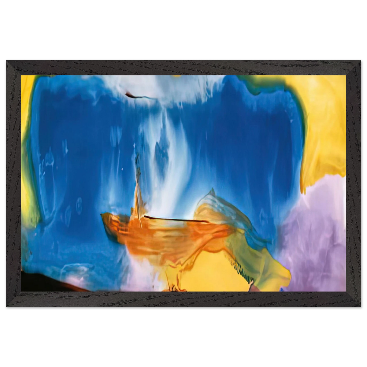 Helen Frankenthaler - Moveable Blue, 1973- Wall Art - 21x29.7 cm / 8x12" - Premium Wooden Framed Poster With Fine Art Paper-canvas - Wood frame