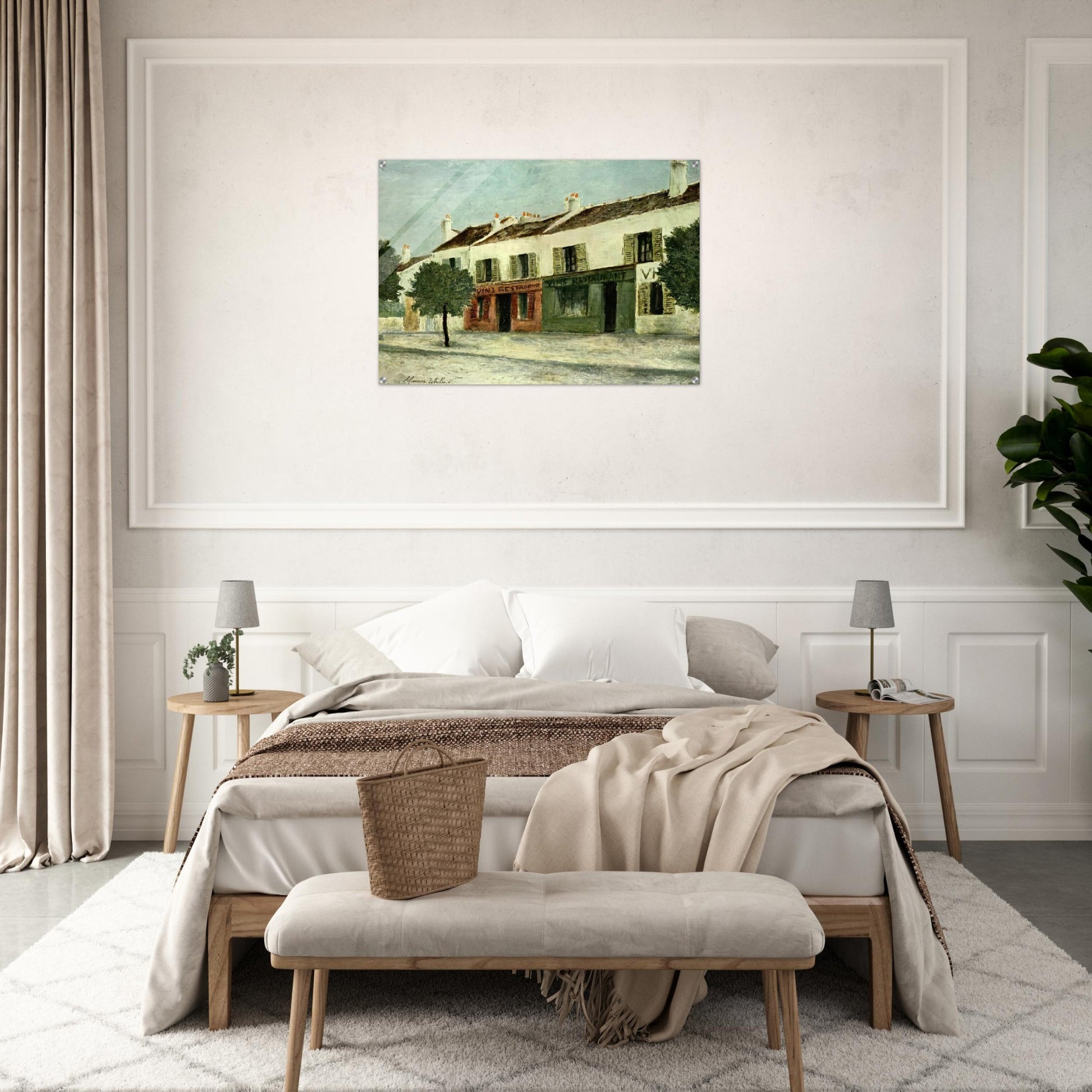 BISTROS IN A SUBURB - Maurice Utrillo Acrylic Print - 70x100 cm / 28x40″ inches | Maurice Utrillo Wall Art | Maurice Utrillo Prints