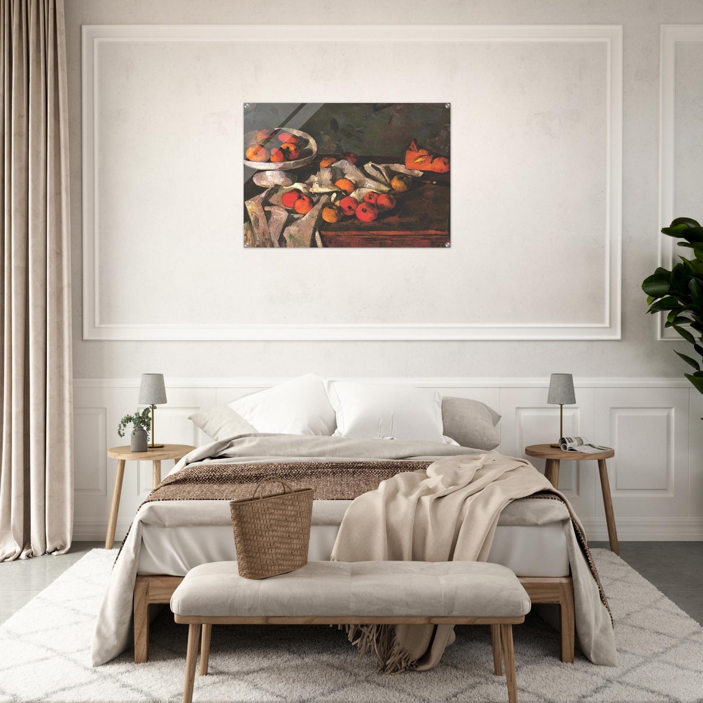 Still life with a fruit dish and apples - Paul Cézanne Acrylic Print - 70x100 cm / 28x40″ inches